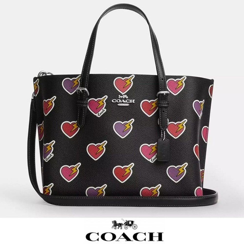 Coach Mollie Tote Bag 25 With Heart Bolt Print ❤️‍🔥